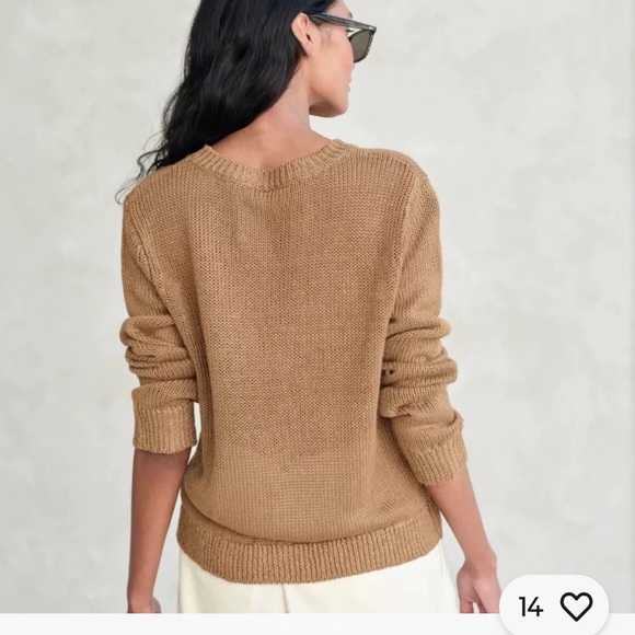 Jenni Kayne 100% Linen Sweater Women's M Crew Neck Camel/Gold - Picture 5 of 11
